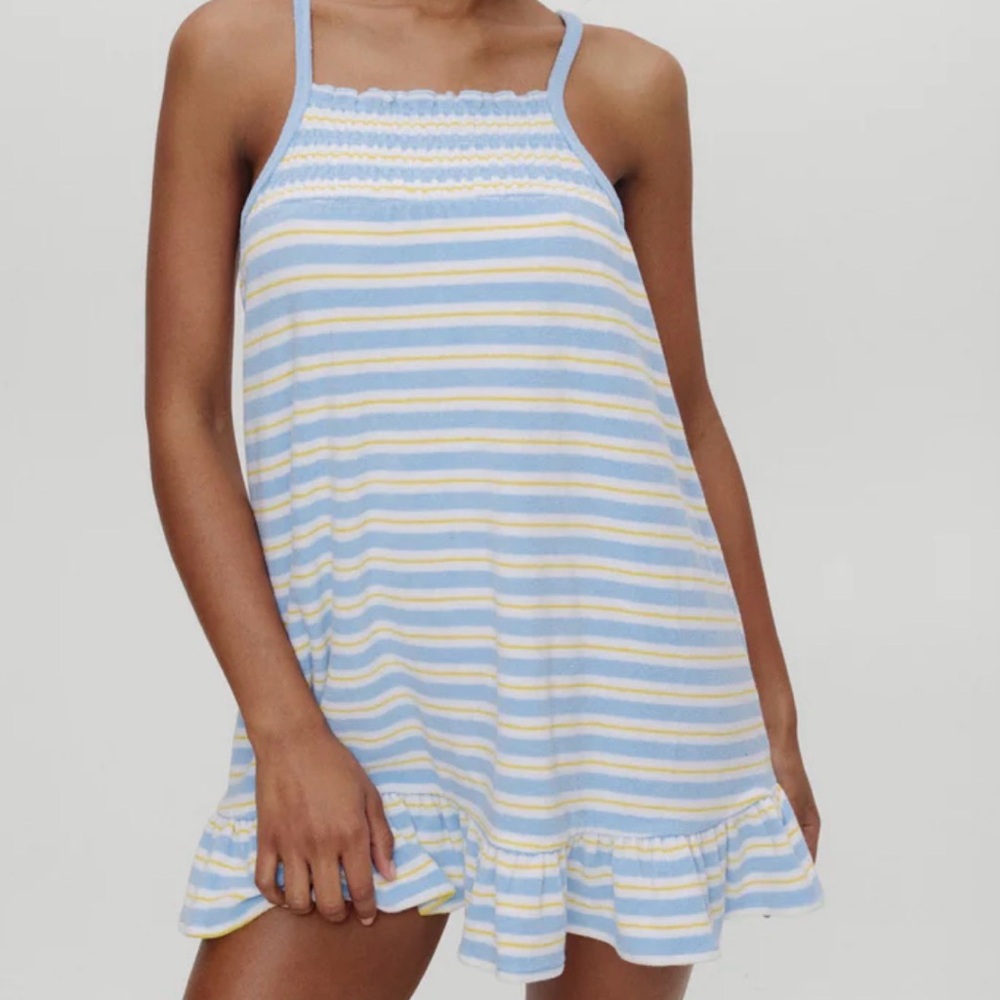 Frankie’s Bikinis April Striped Babydoll Dress Size S NWT